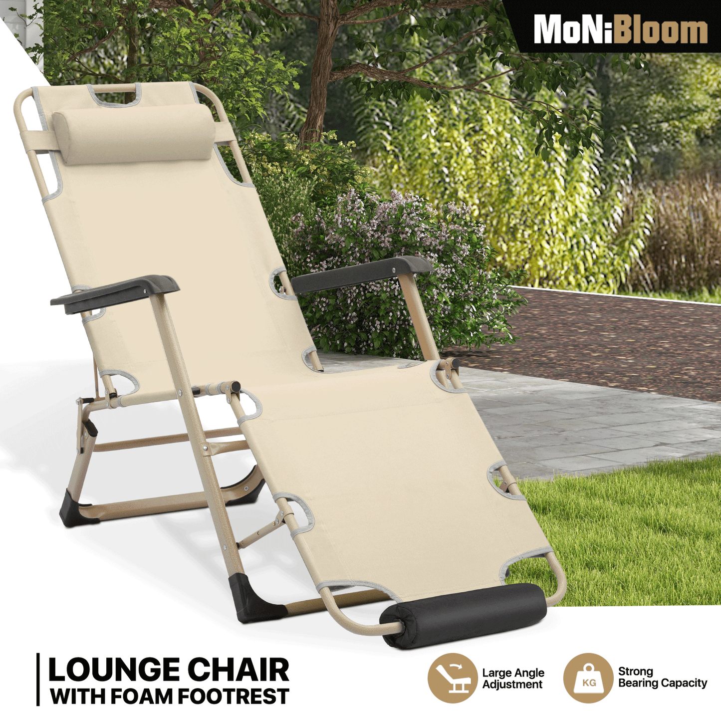 Adjustable Lounge Chair - 26" Seat Width - w/ Headrest & Foot Pads