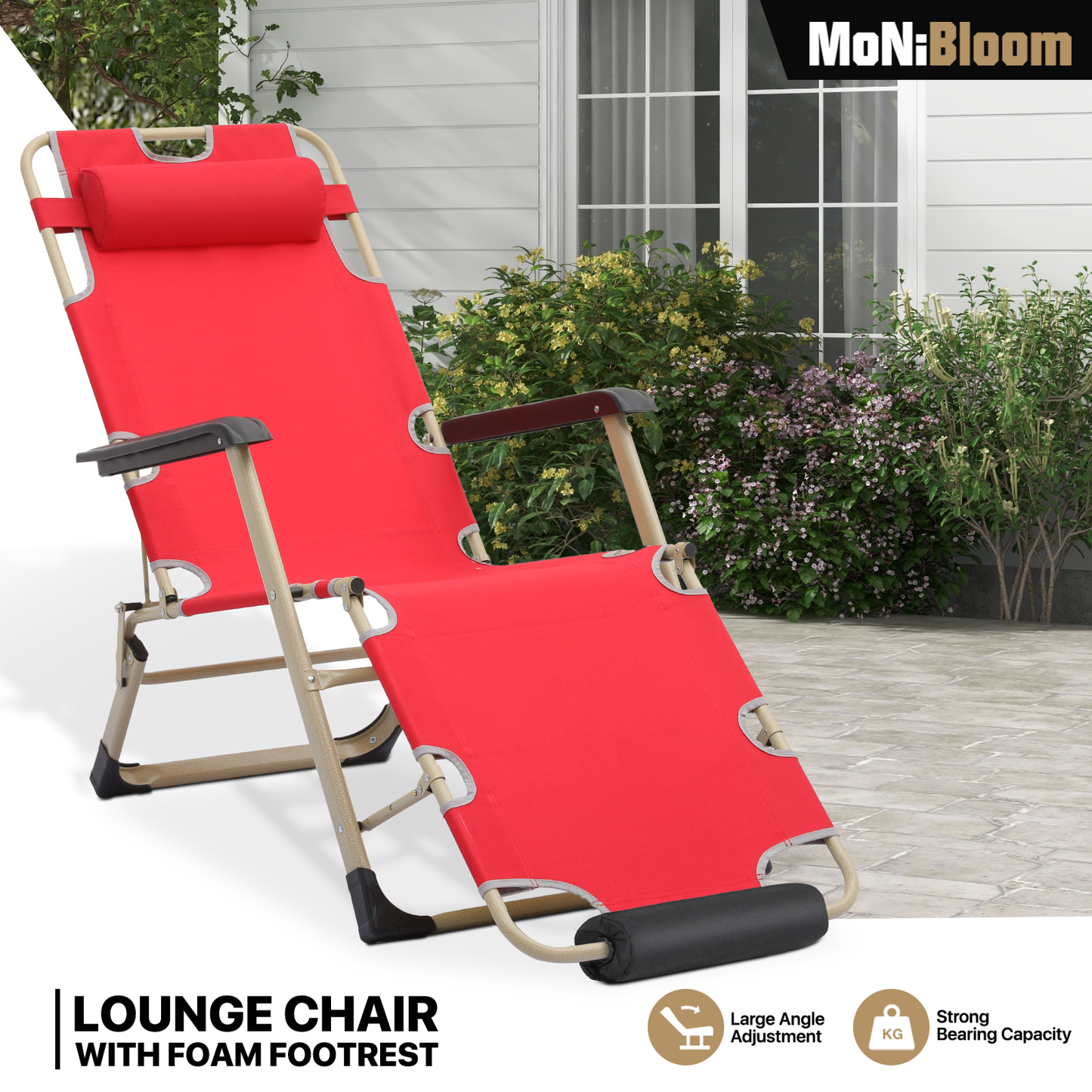 Adjustable Lounge Chair - 26" Seat Width - w/ Headrest & Foot Pads