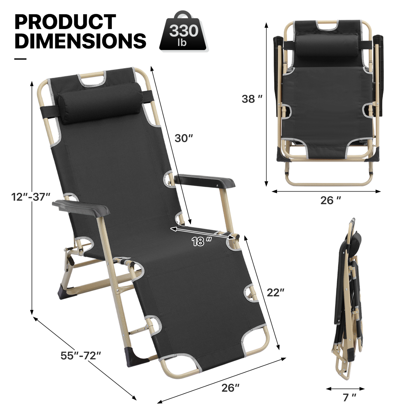 2 Pack Folding Patio Chair - Oxford Fabric