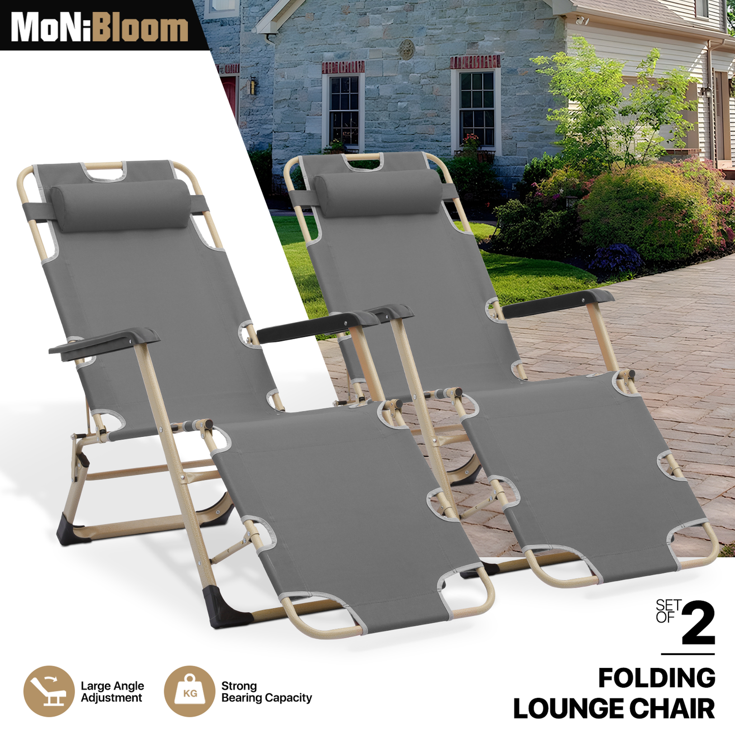 2 Pack Folding Patio Chair - Oxford Fabric