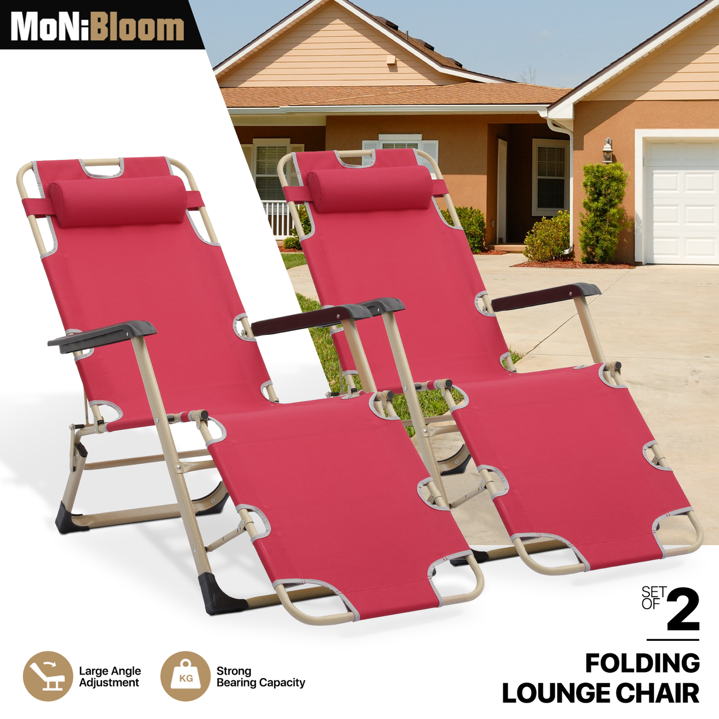 2 Pack Folding Patio Chair - Oxford Fabric