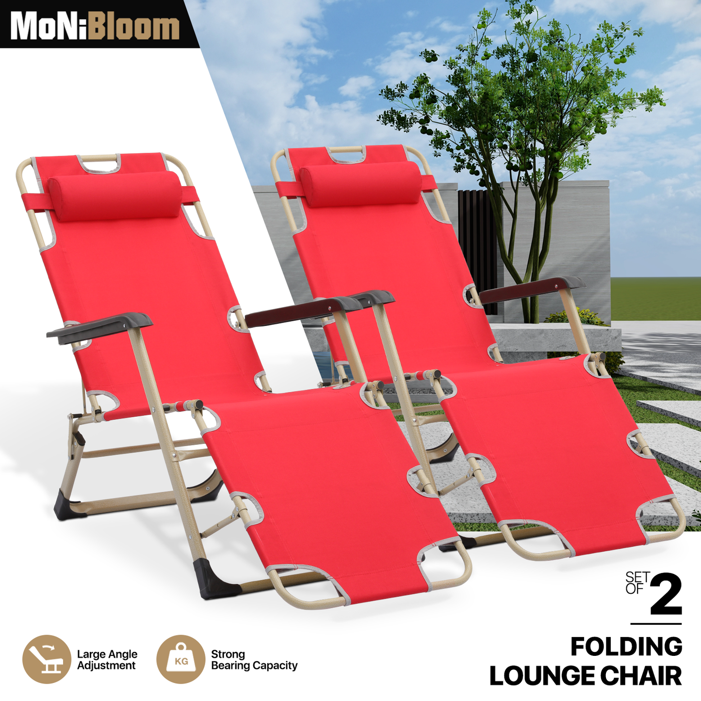 2 Pack Folding Patio Chair - Oxford Fabric