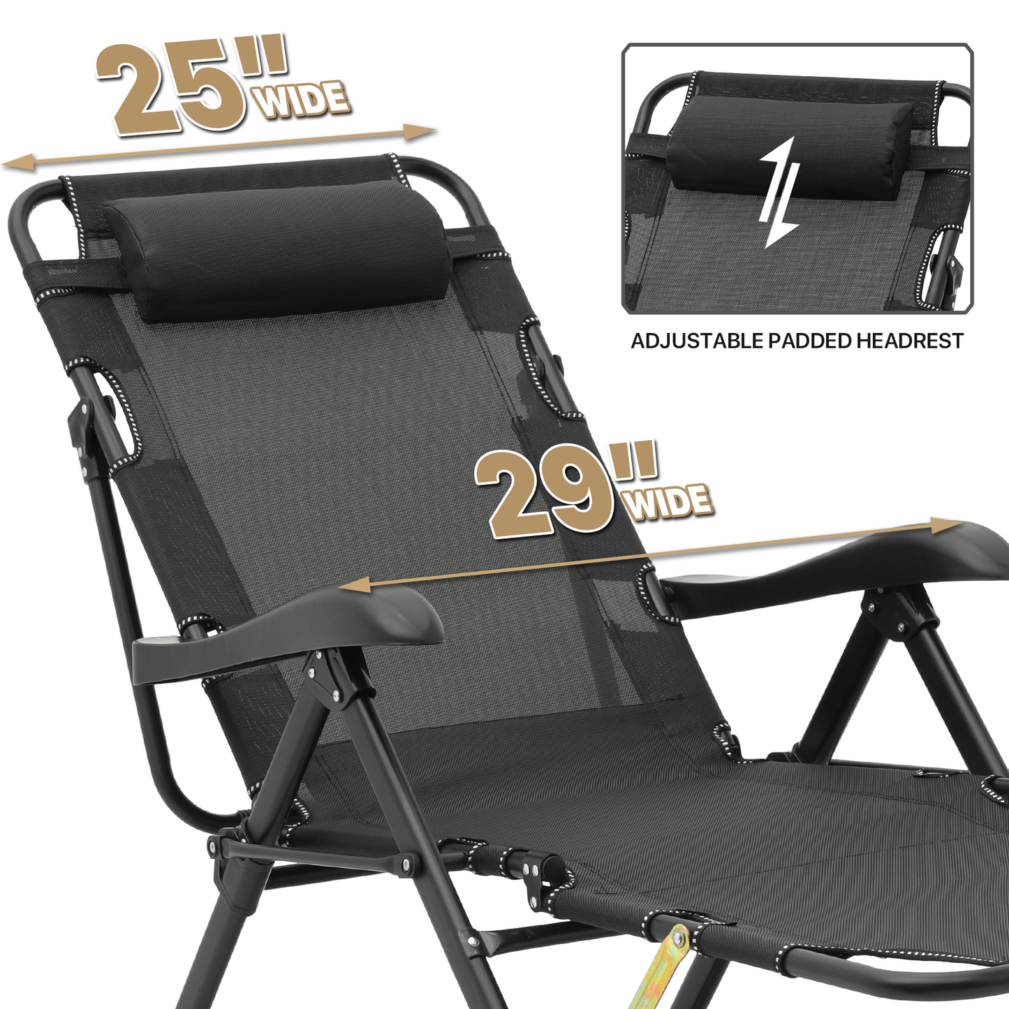 Lounge Chair - 29" Seat Width - Adjustable Backrest 95°-180° - w/ Headrest & Foot Pads