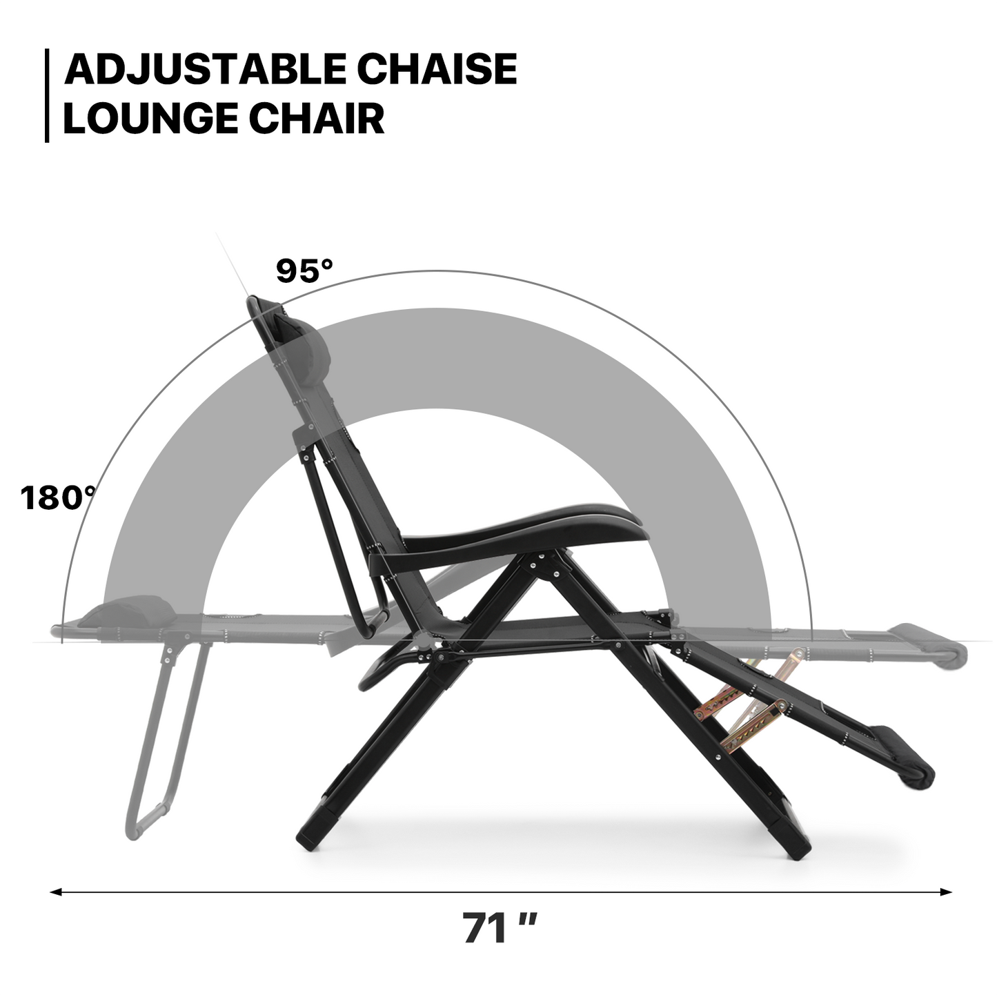 Lounge Chair - 29" Seat Width - Adjustable Backrest 95°-180° - w/ Headrest & Foot Pads