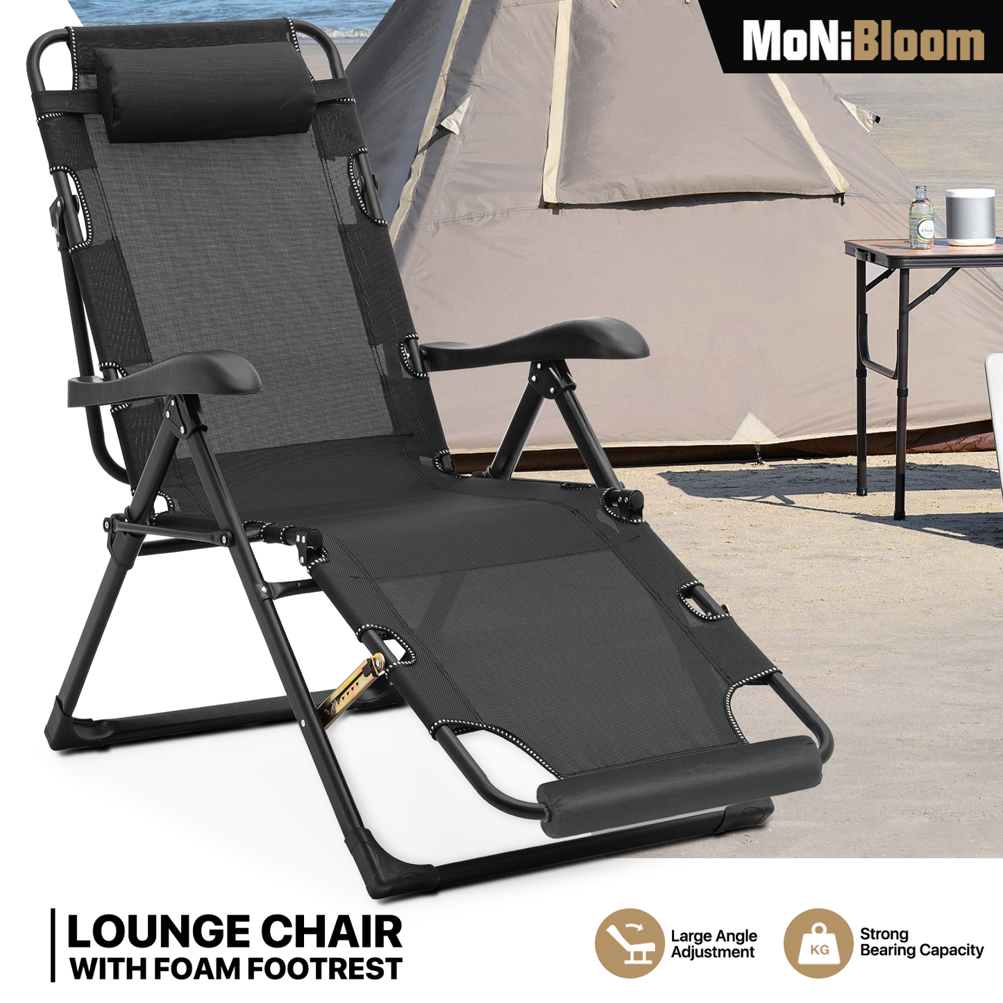 Lounge Chair - 27" Seat Width - Adjustable Backrest 95°-180° - w/ Headrest & Foot Pads