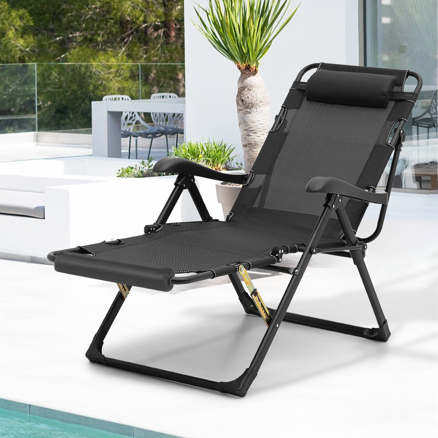 Lounge Chair - 27" Seat Width - Adjustable Backrest 95°-180° - w/ Headrest & Foot Pads