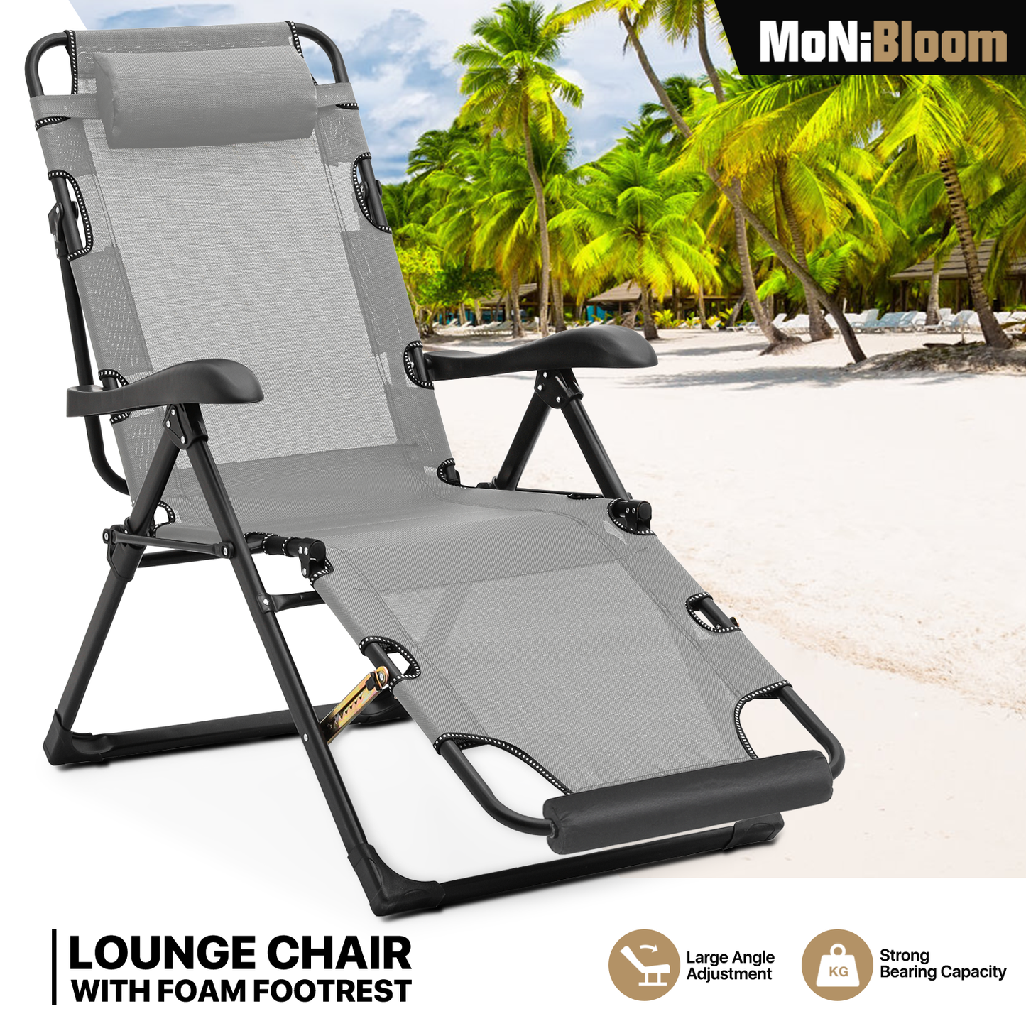 Lounge Chair - 27" Seat Width - Adjustable Backrest 95°-180° - w/ Headrest & Foot Pads