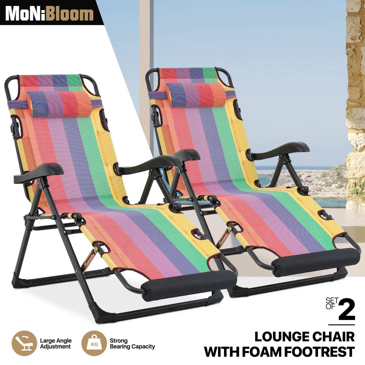 Lounge Chair - 27" Seat Width - Adjustable Backrest 95°-180° - w/ Headrest & Foot Pads