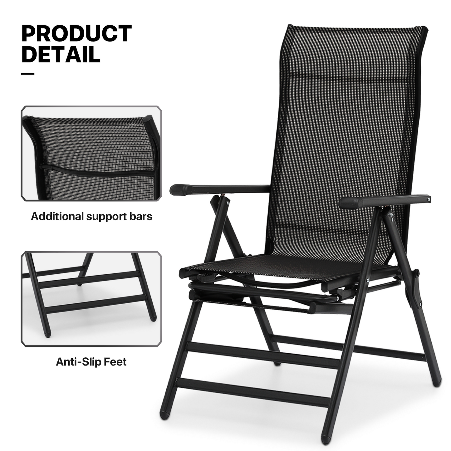 2 Pieces Lounge Chair - 29" Width - 95°-140° Adjustable Angle - Extendable Footrest