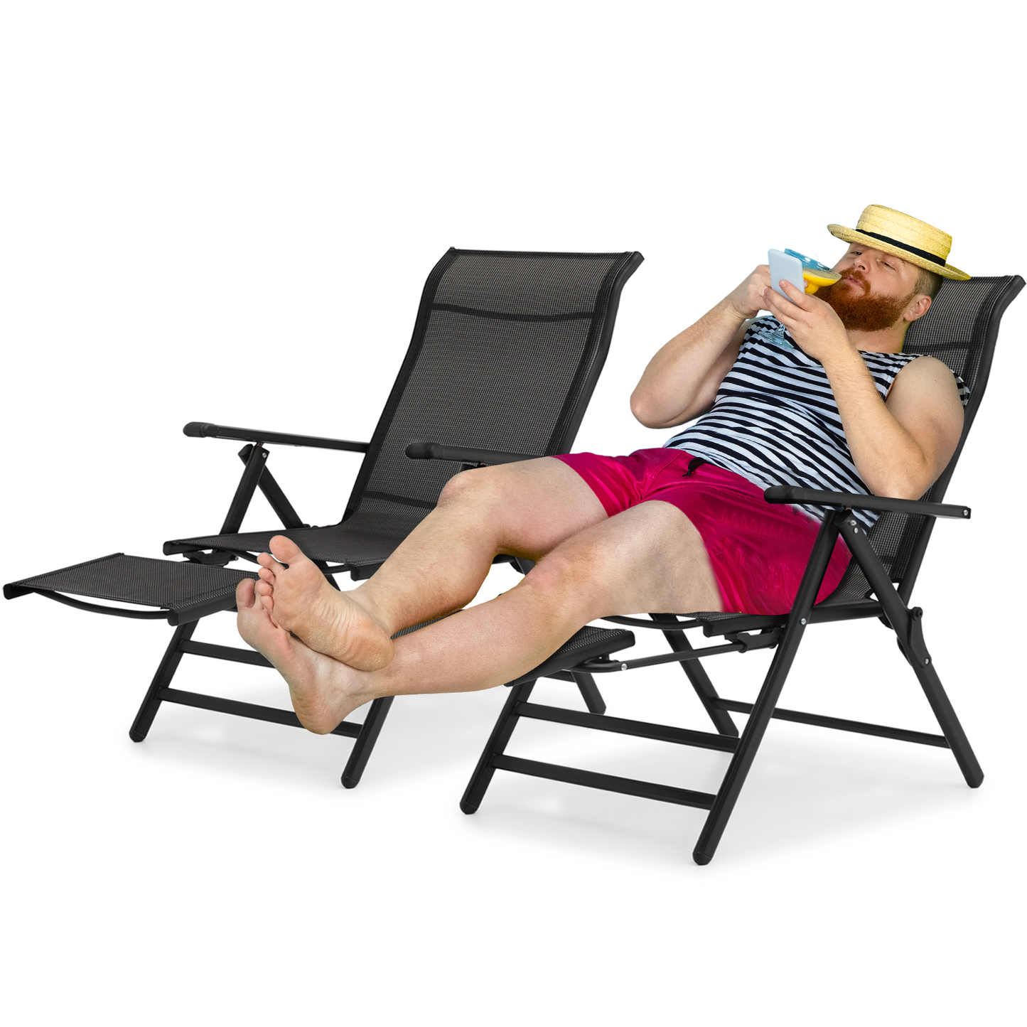 2 Pieces Lounge Chair - 29" Width - 95°-140° Adjustable Angle - Extendable Footrest