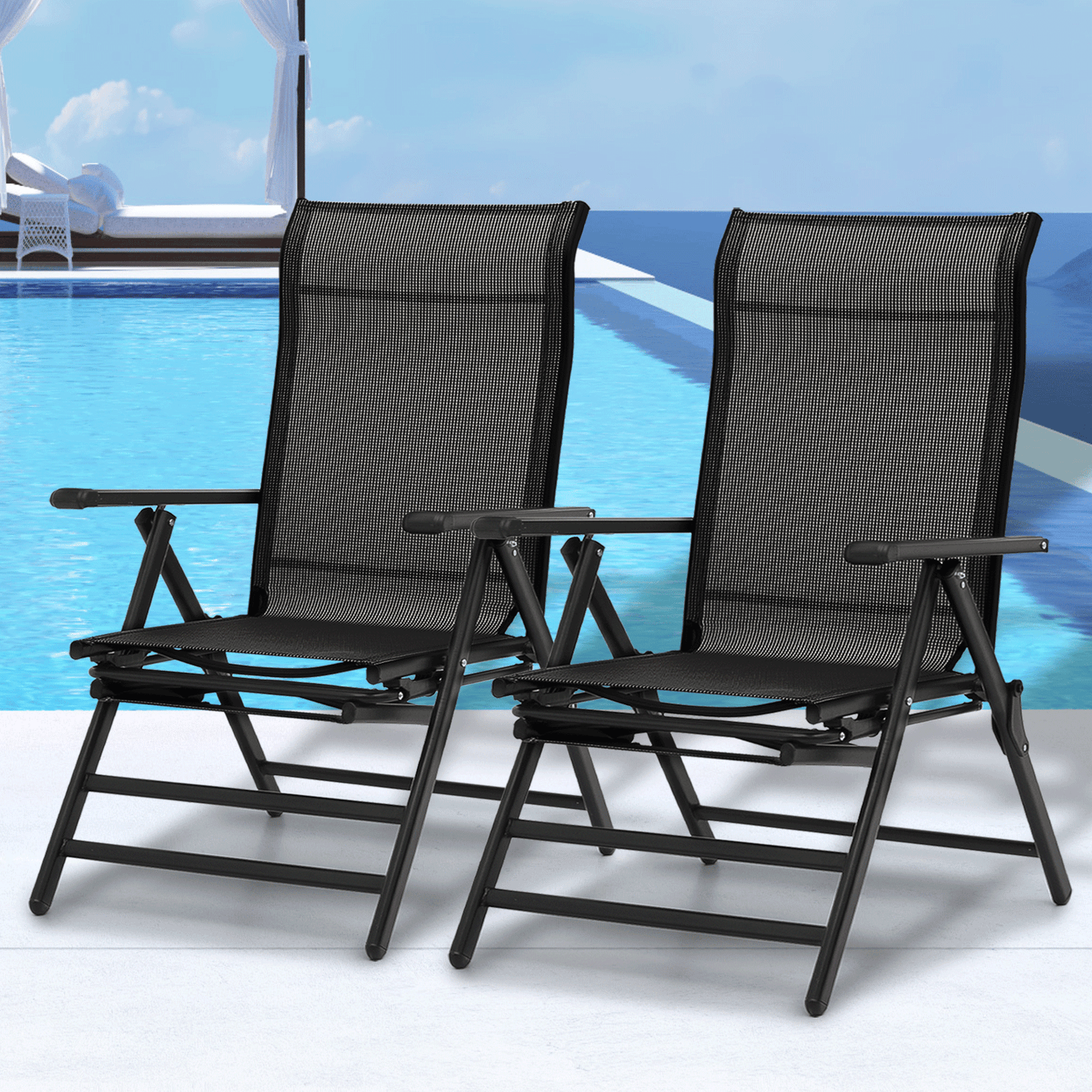 2 Pieces Lounge Chair - 29" Width - 95°-140° Adjustable Angle - Extendable Footrest