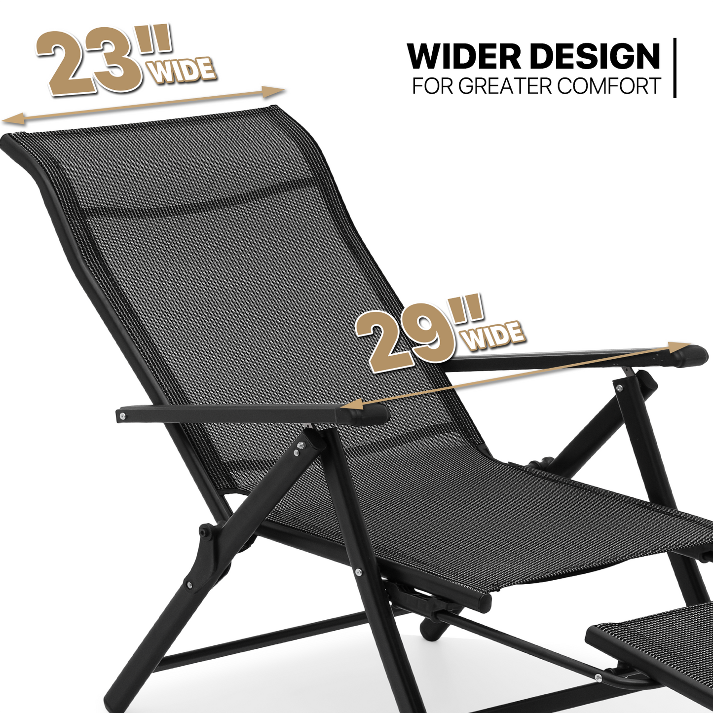 2 Pieces Lounge Chair - 29" Width - 95°-140° Adjustable Angle - Extendable Footrest