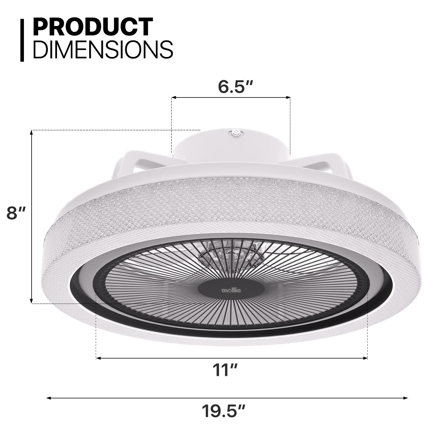 20" LED Ceiling Fan - Bluetooth Control -Music Speaker - Variable Lighting Illusion