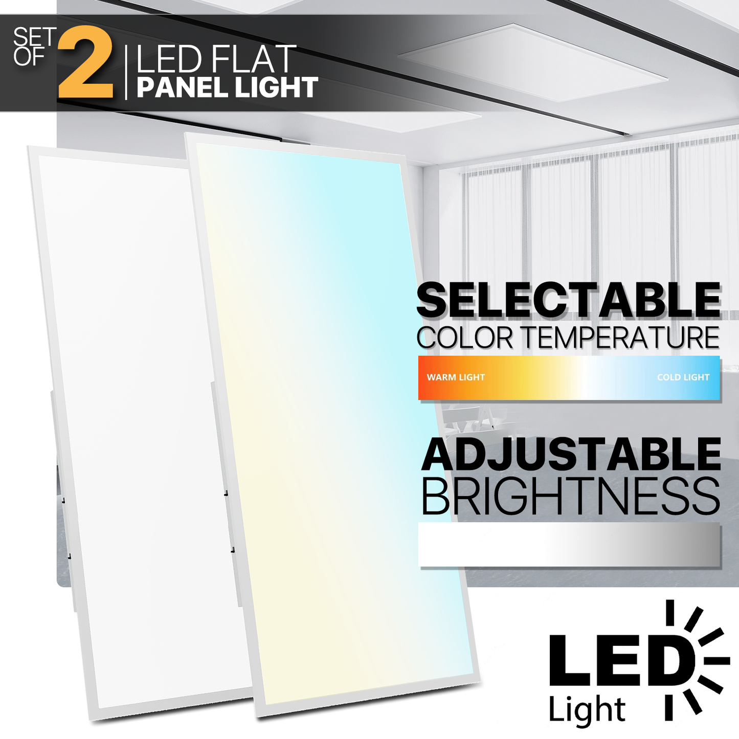 2x4 FT LED Flat Panel Light, 2 / 4 /6 Pack