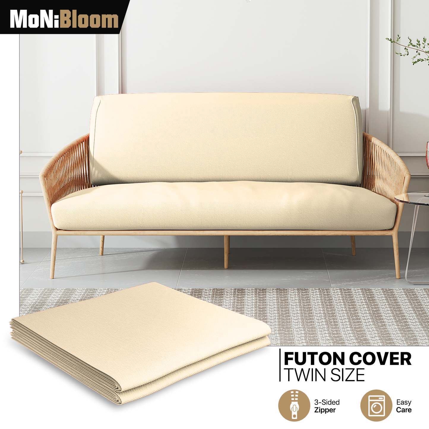 Futon Cover - Polyester - Twin Size 39"x75"x2"