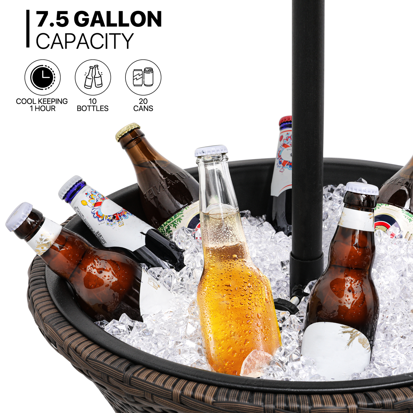 7.5 Gallon Cool Bar Table - Patio Adjustable Table - Brown