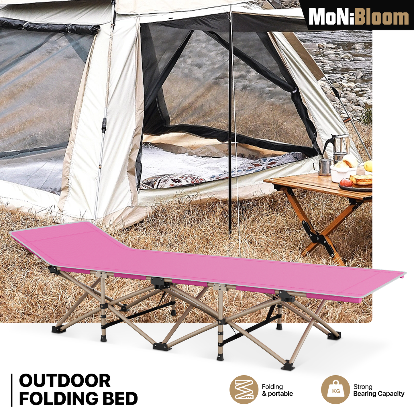 Oxford Foldable Military Cot Porable Reclinable Camping Bed - Aluminum Frame