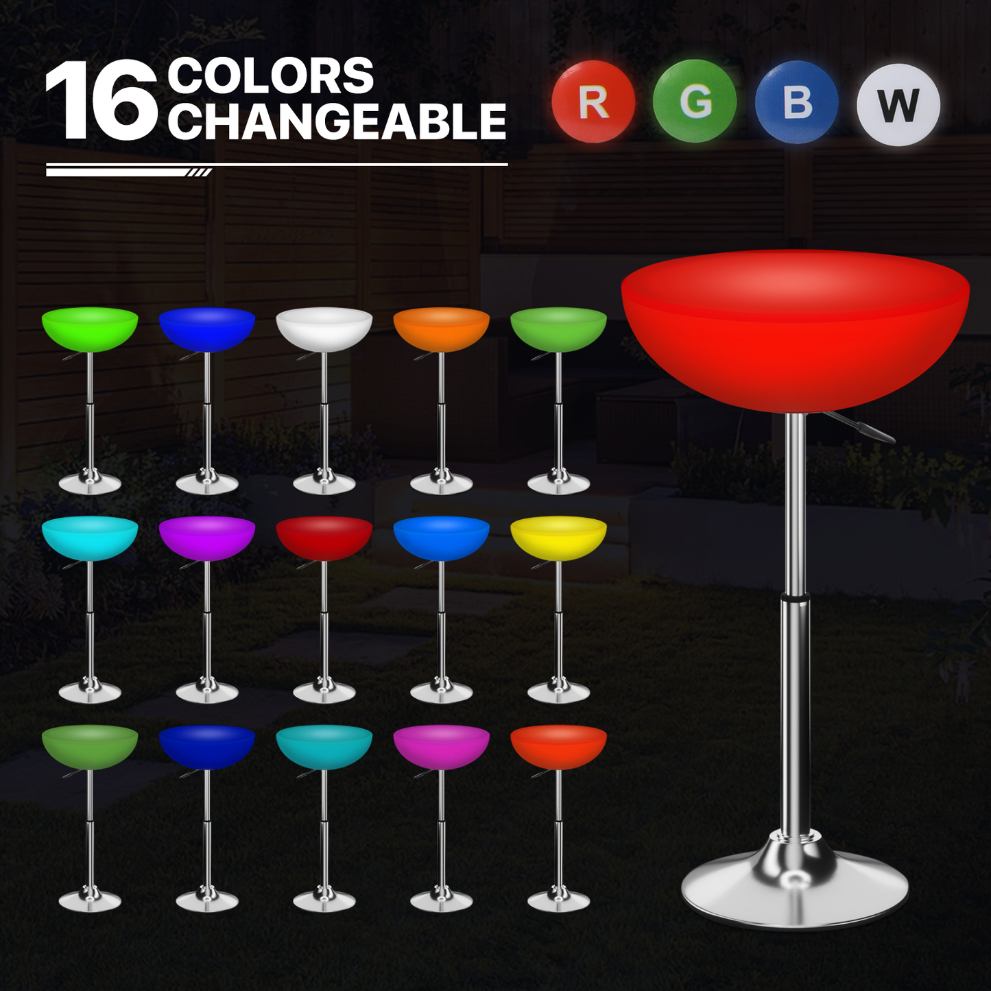 LED - Table - Semicircle - Adjustable Height - 16 Colors Remote Control