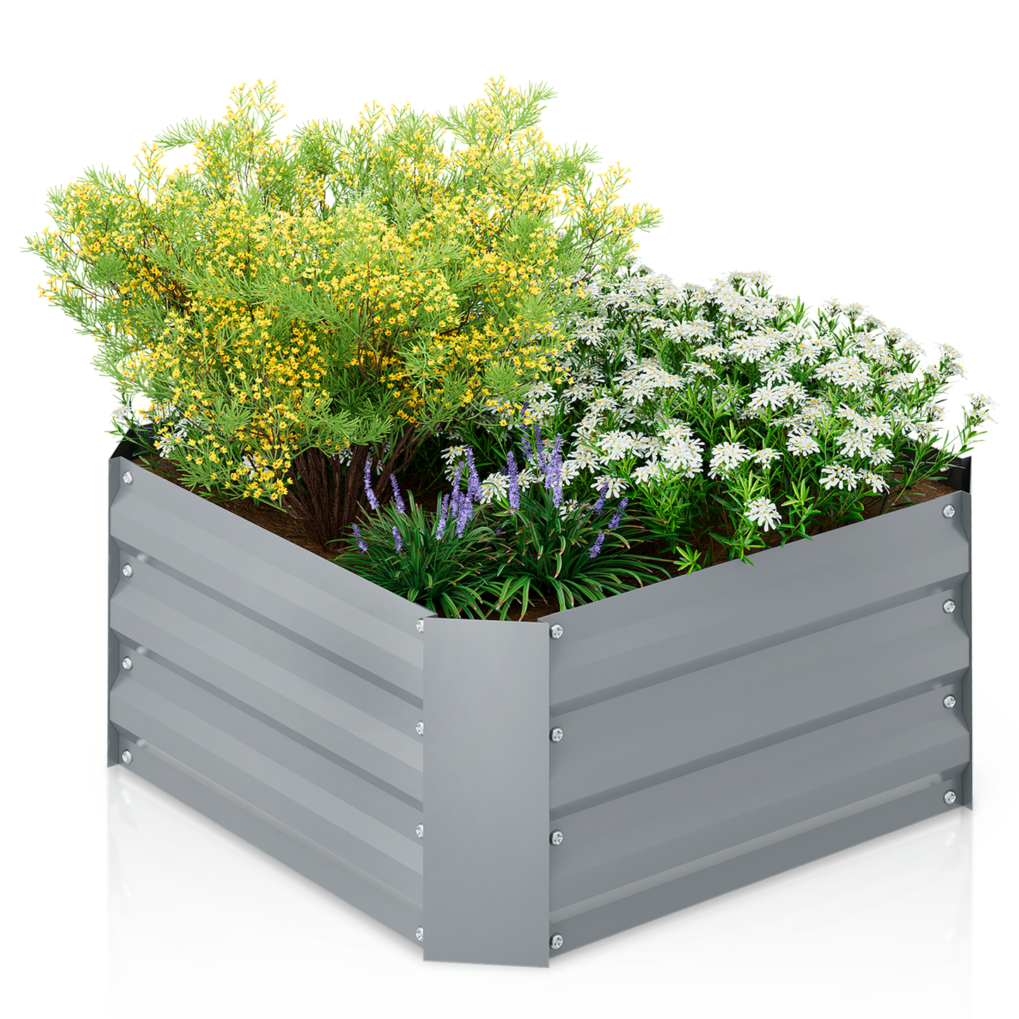 12"H Patio Metal Raised Garden Bed Kit Vegetable Flower Planter 24" Square Box
