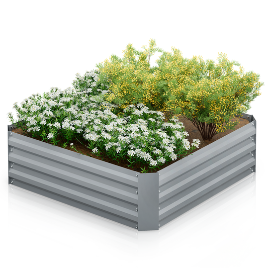 12" H Patio Metal Raised Garden Bed Kit Vegetable Flower Planter 39.5" Square Box