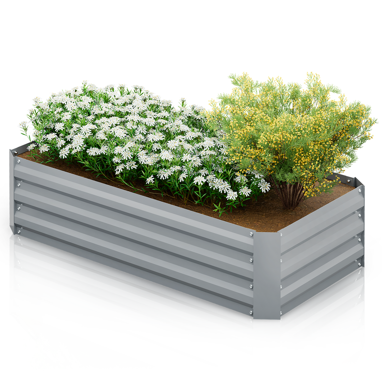 48.5"x25"x12" Patio Metal Raised Garden Bed Kit Vegetable Flower Planter Box