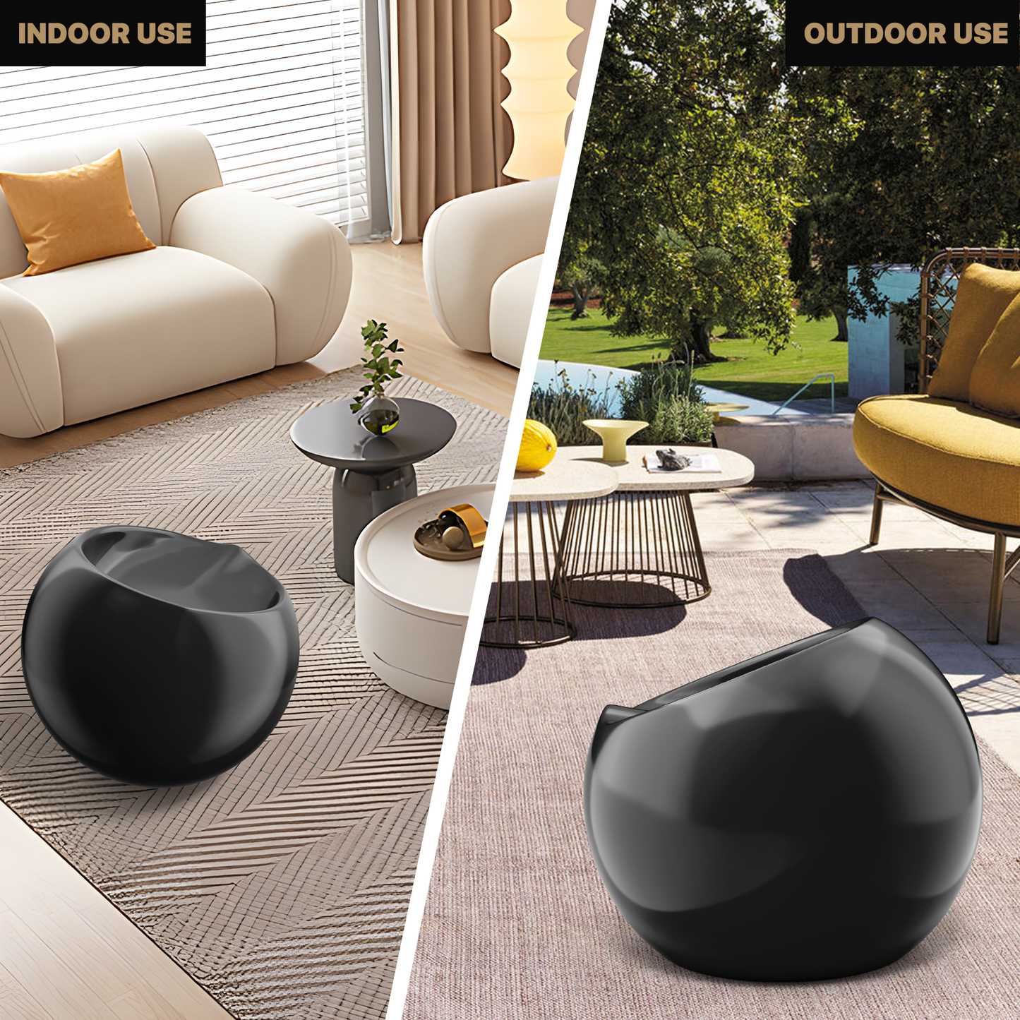 Outdoor Living Room Patio Night Club Bar Cocktail Kid Pouf Chair Ball Seat Black