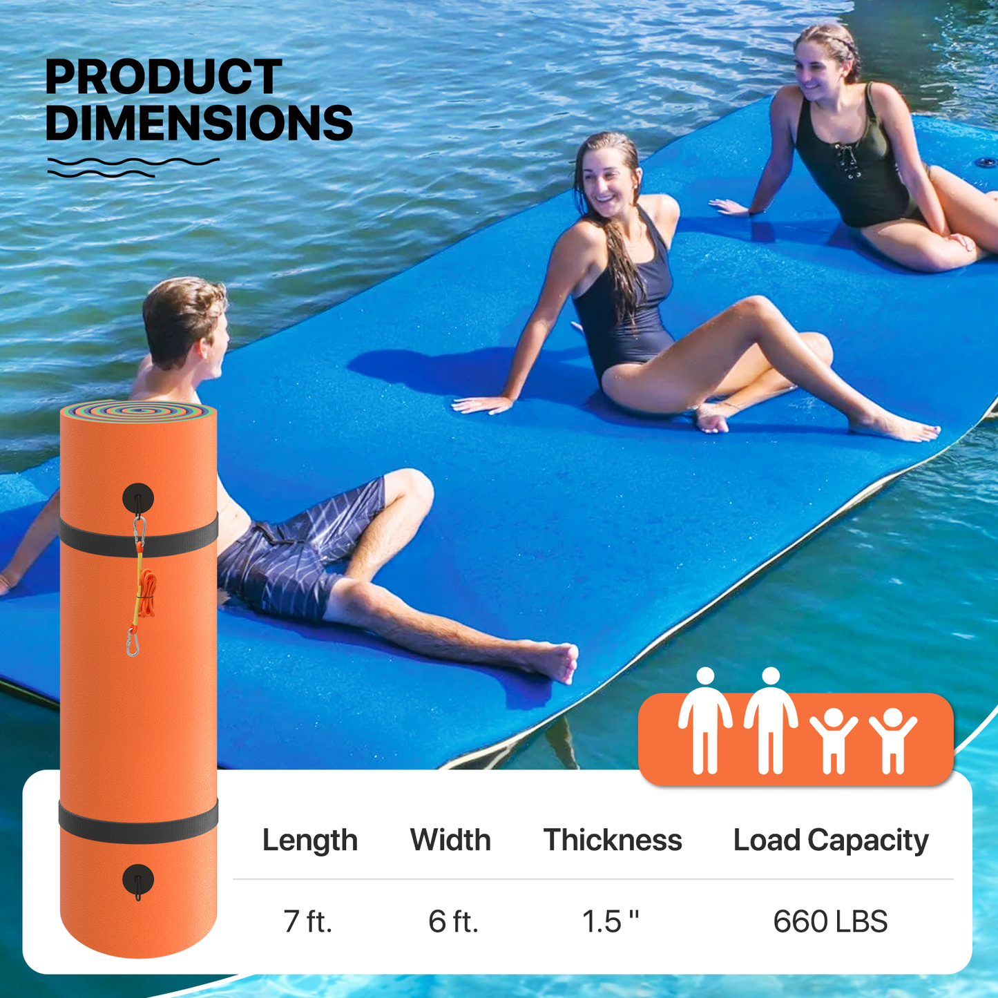 7 * 6 ft Water Floating Mat