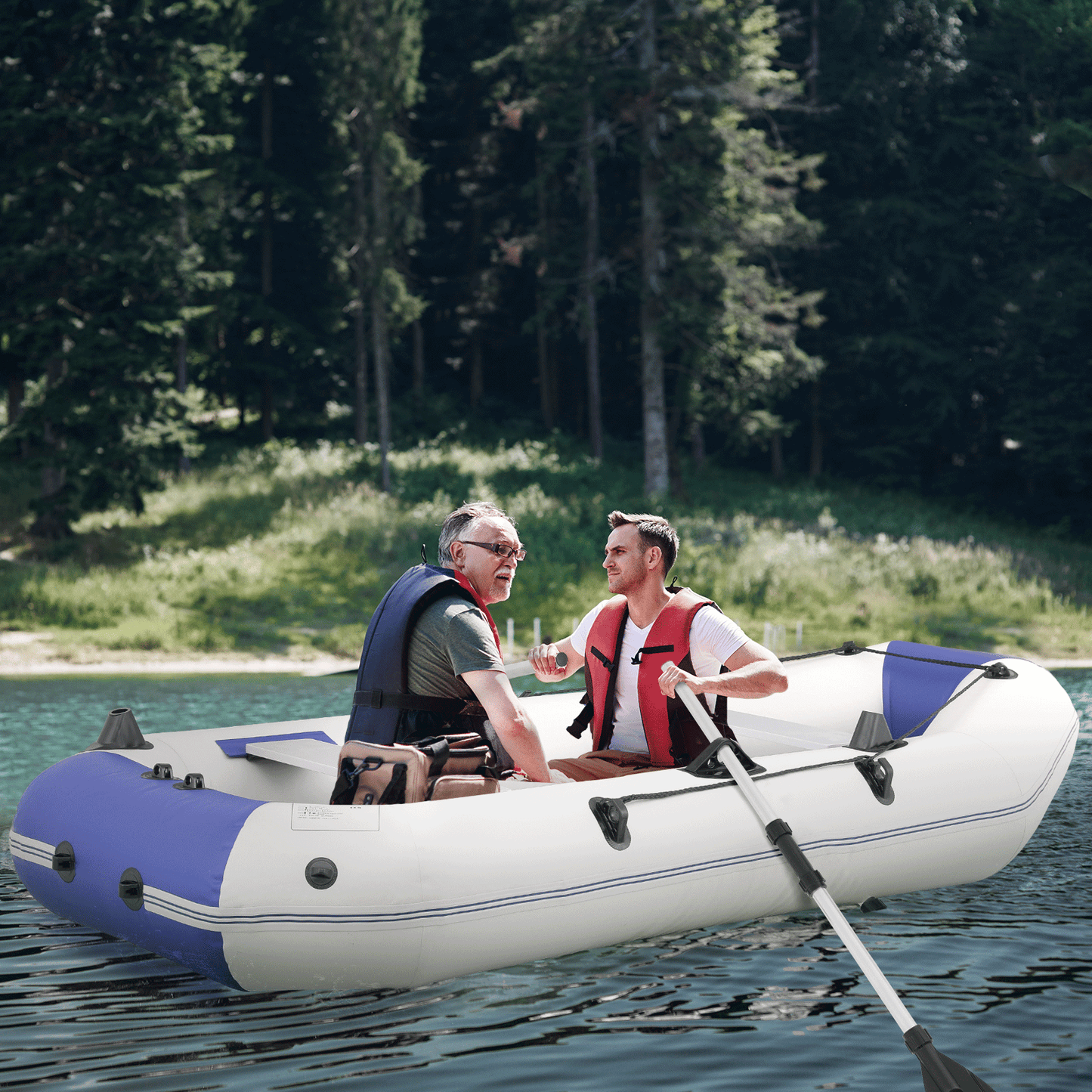 Inflatable Boat - 102''*50'' - PVC Material - 3 Air Chambers, Max Load Capacity 705 lb, Applicable Motor 2.5HP