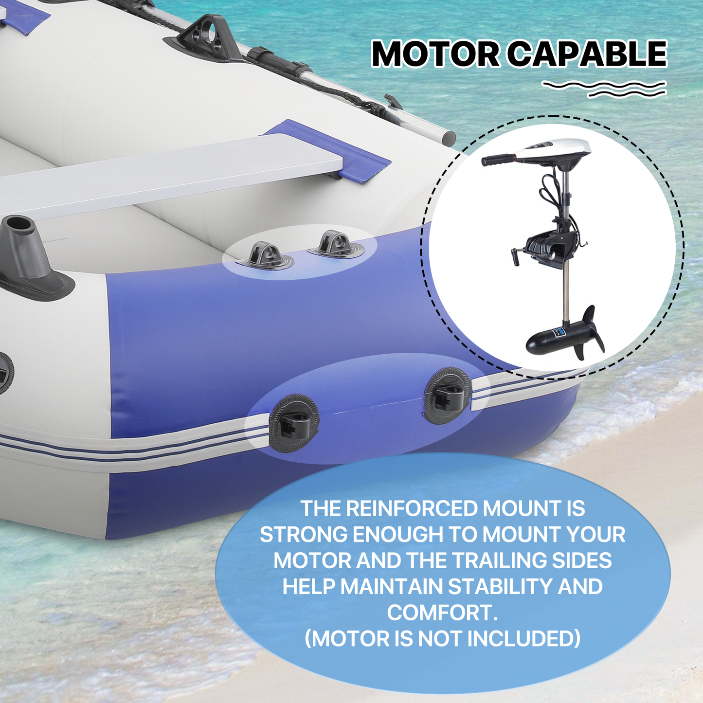 Inflatable Boat - 102''*50'' - PVC Material - 3 Air Chambers, Max Load Capacity 705 lb, Applicable Motor 2.5HP