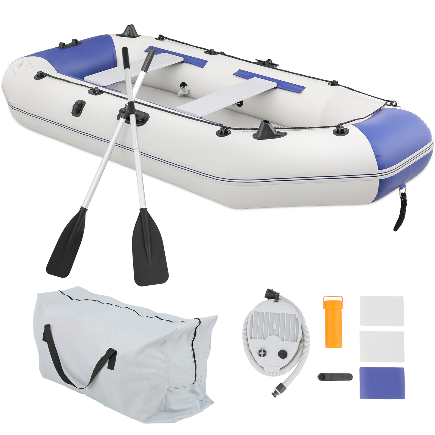 Inflatable Boat - 106''*54'' - PVC Material - 3 Air Chambers, Max Load Capacity 915 lb, Applicable Motor 4HP