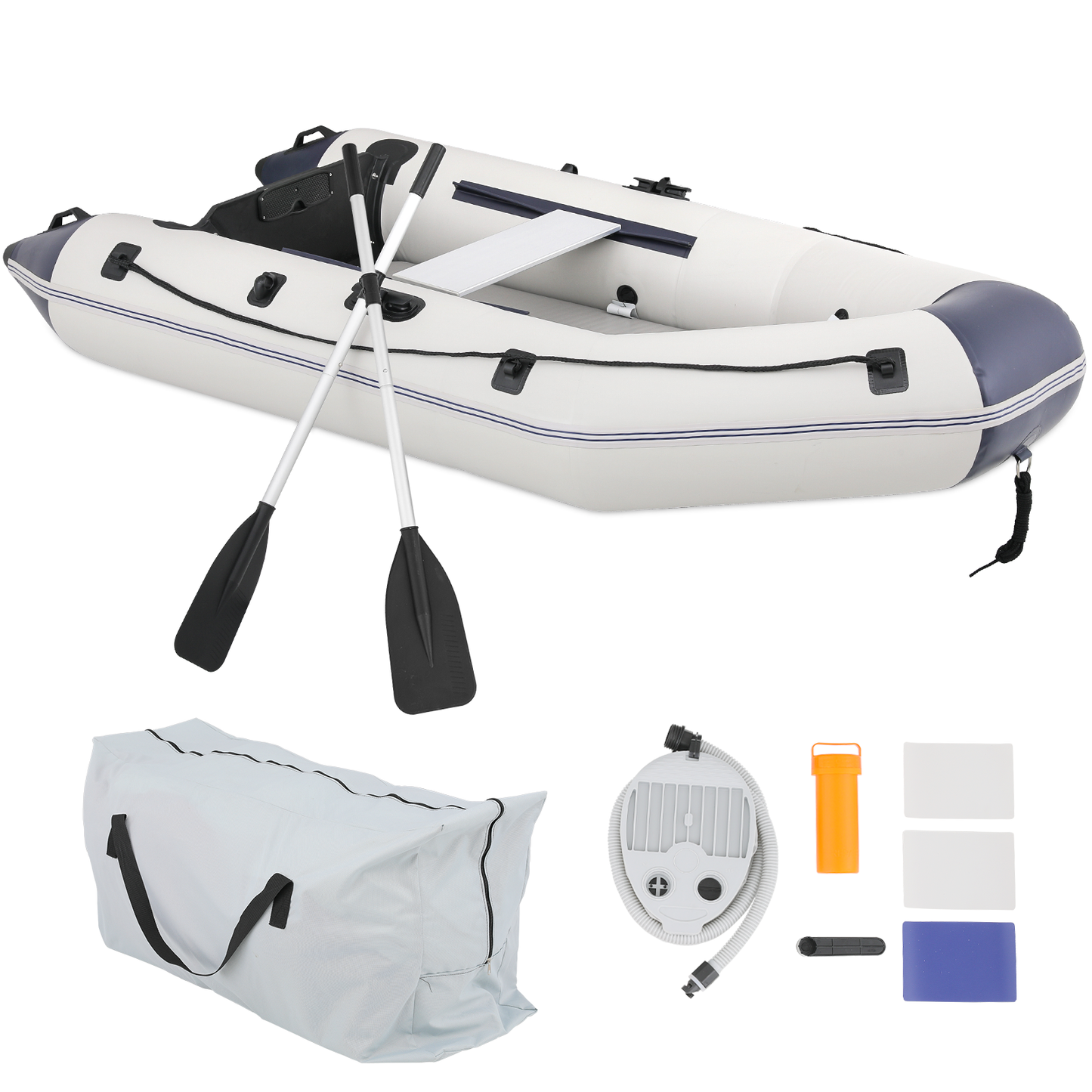 Inflatable Boat - 106''*54'' - PVC Material - 5 Air Chambers,Max Load Capacity 750 lb,Applicable Motor 10HP