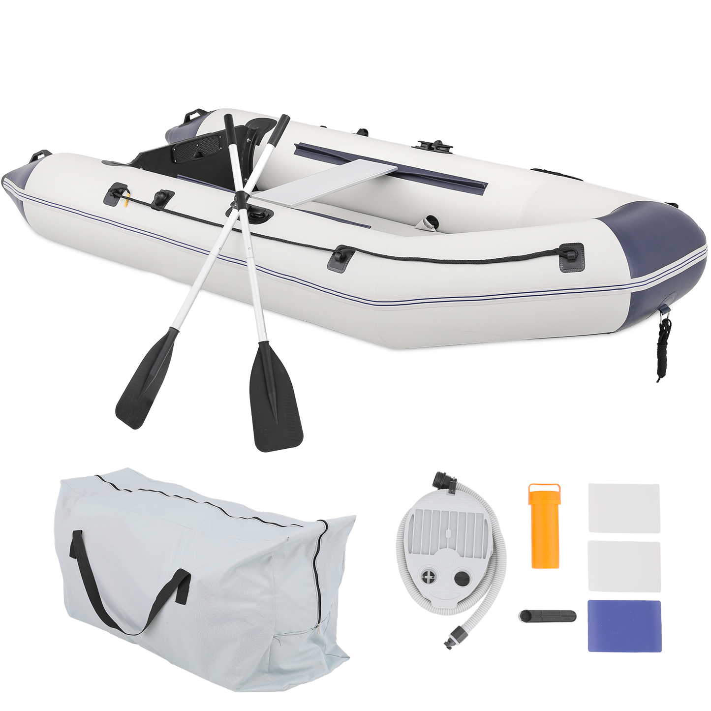 Inflatable Boat - 118''*54'' - PVC Material - 5 Air Chambers,Max Load Capacity 915 lb,Applicable Motor 15HP