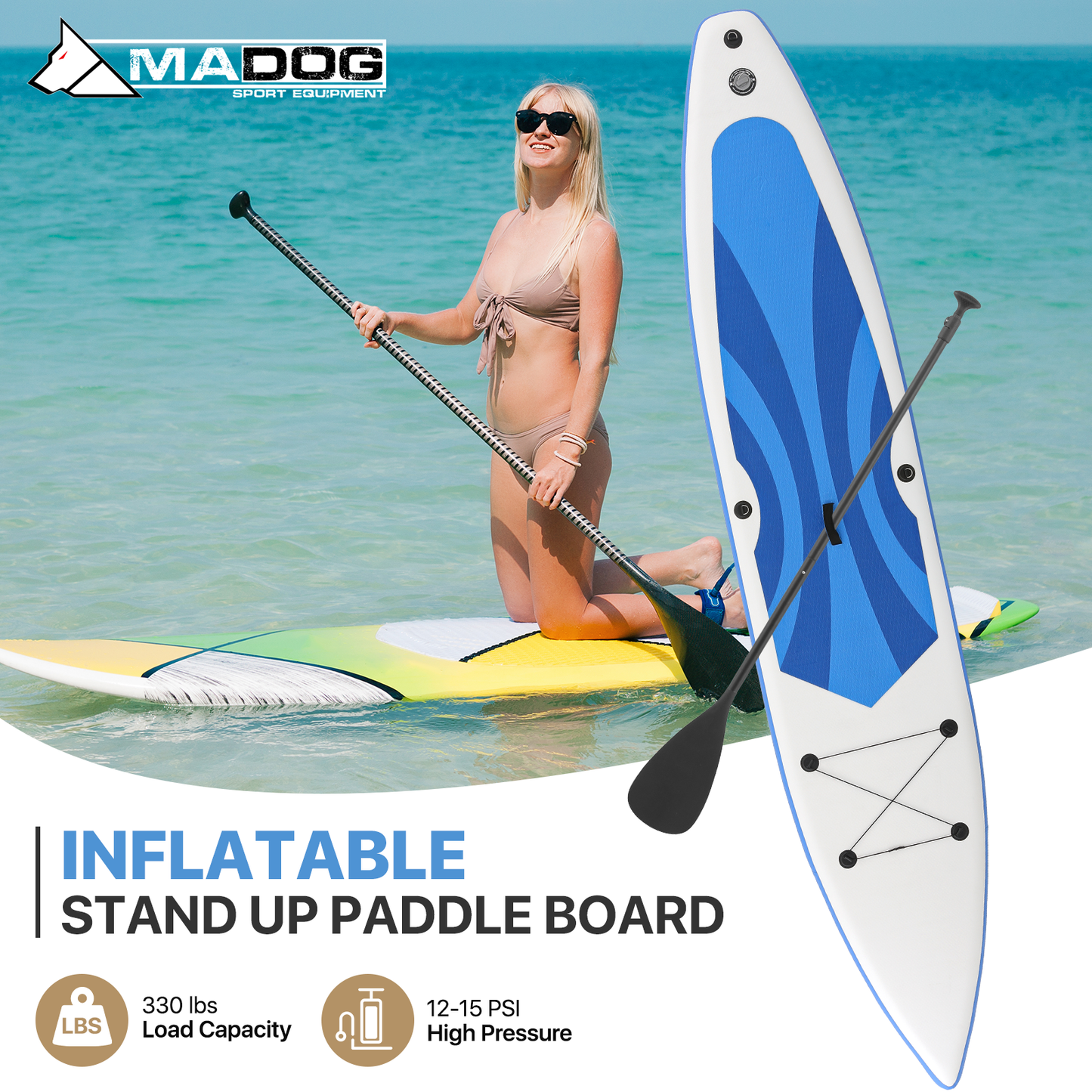 13.75ft Stand Up Paddle Board - PVC Material -Displacement 330L, Max Load Capacity 397 lb, Max Air Pressure 15PSI