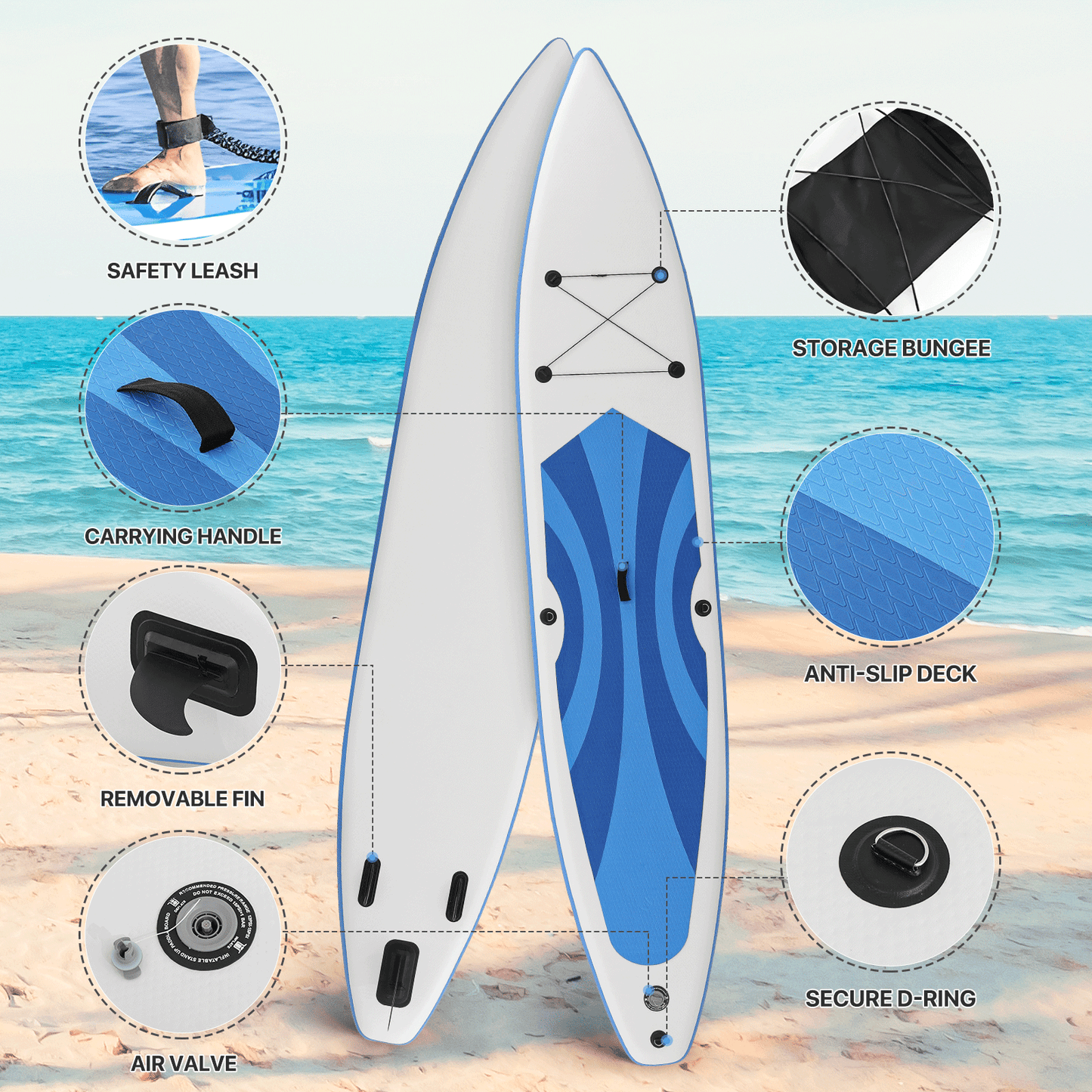 13.75ft Stand Up Paddle Board - PVC Material -Displacement 330L, Max Load Capacity 397 lb, Max Air Pressure 15PSI