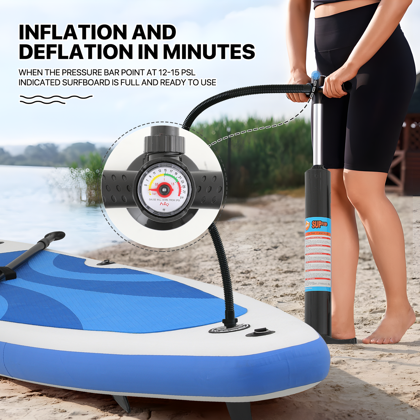 13.75ft Stand Up Paddle Board - PVC Material -Displacement 330L, Max Load Capacity 397 lb, Max Air Pressure 15PSI