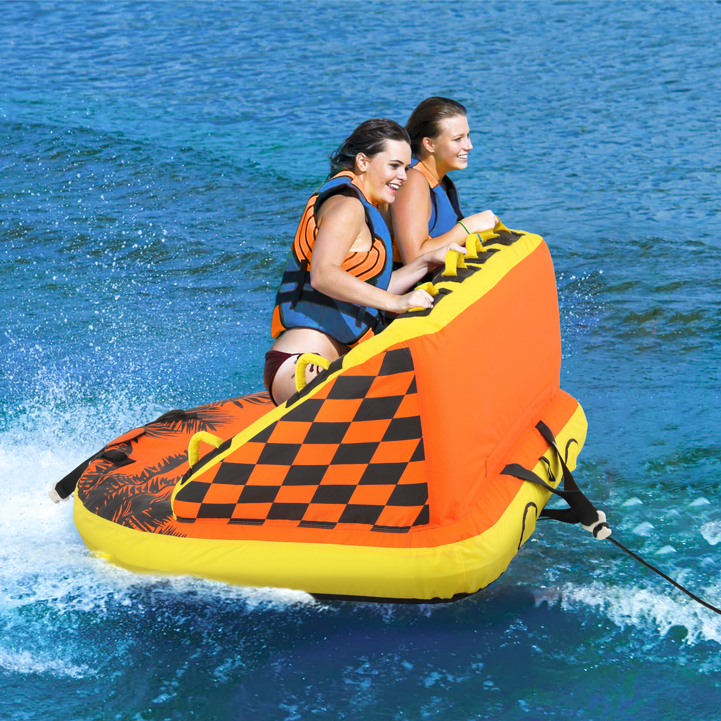 Water Sport Towable- PVC+ Nylon - w/ Quick Inflating Valve,Nylon Outer Soft Handle x 4,Drag Buckle