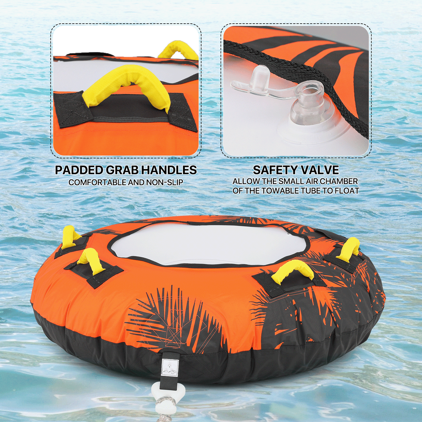 Inflatable Towable Tube - Up to 2 Rider - 650 lbs Capacity