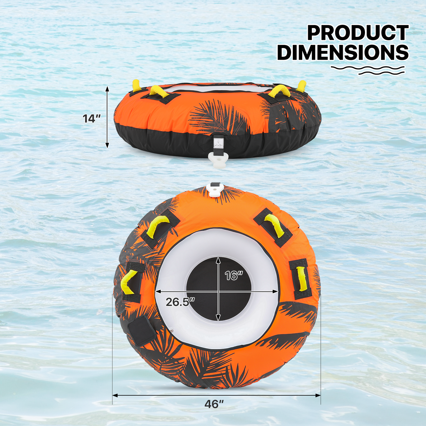 Inflatable Towable Tube - Up to 2 Rider - 650 lbs Capacity