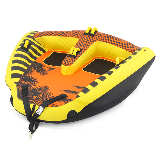 Water Sport Towable - PVC+ Nylon - w/ Quick Inflating Valve,Nylon Outer Soft Handle x 4,Drag Buckle - Orange/Black