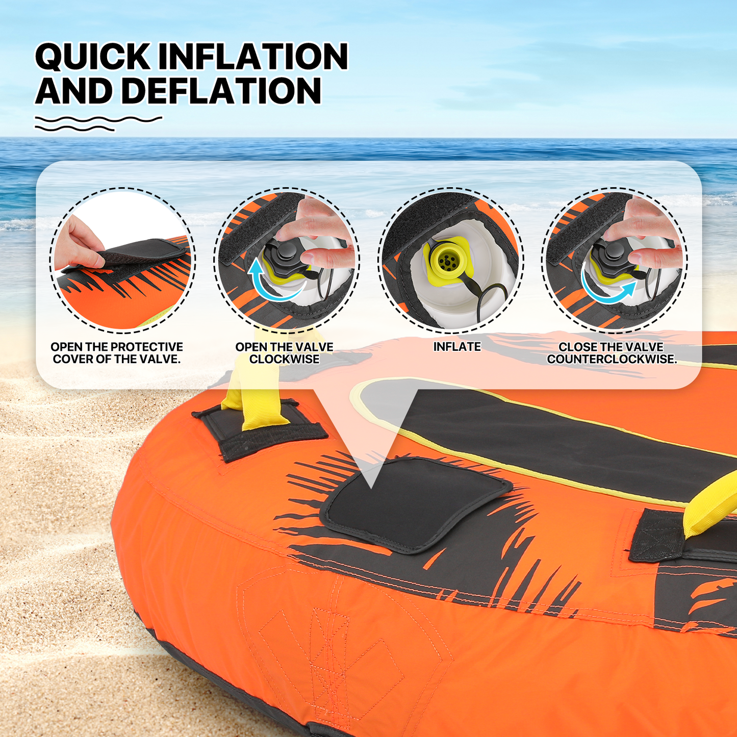 Inflatable Towable Tube - Up to 2 Rider - 650 lbs Capacity