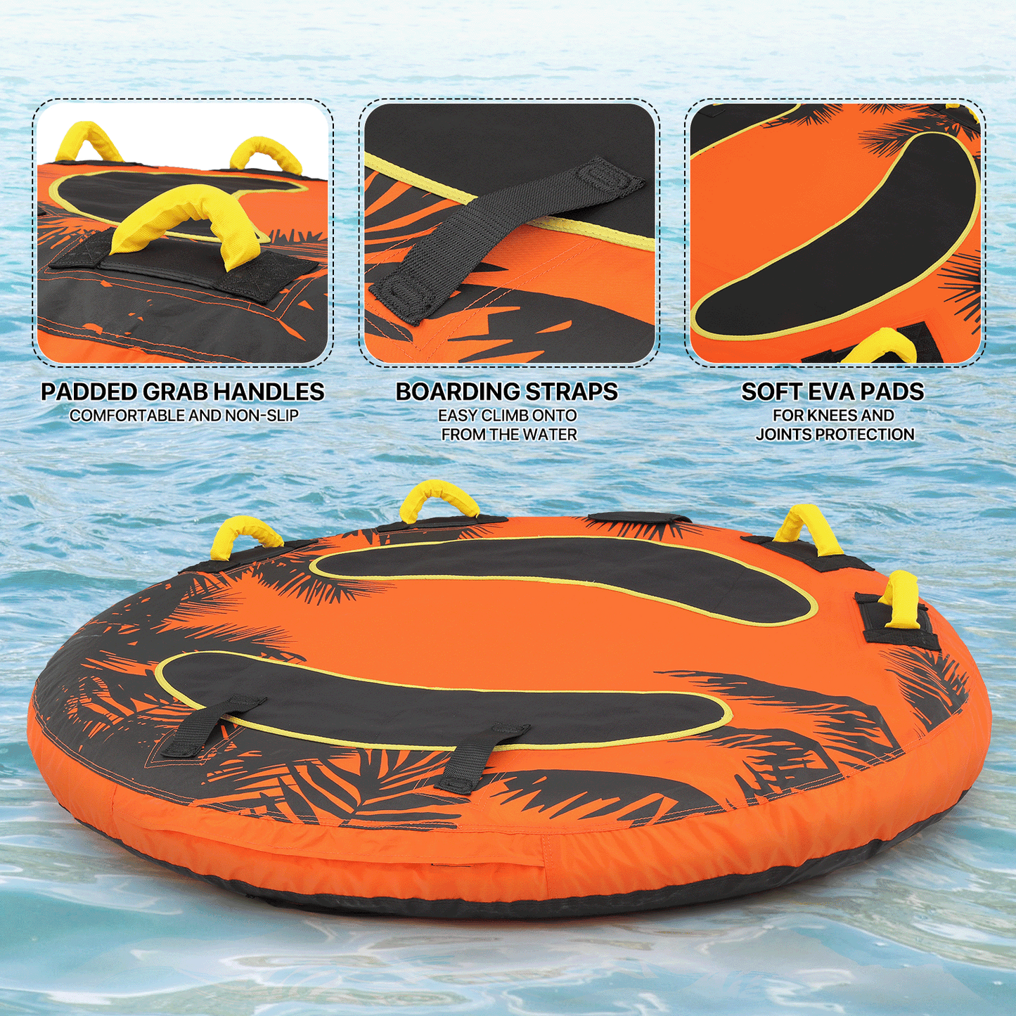 Inflatable Towable Tube - Up to 2 Rider - 650 lbs Capacity