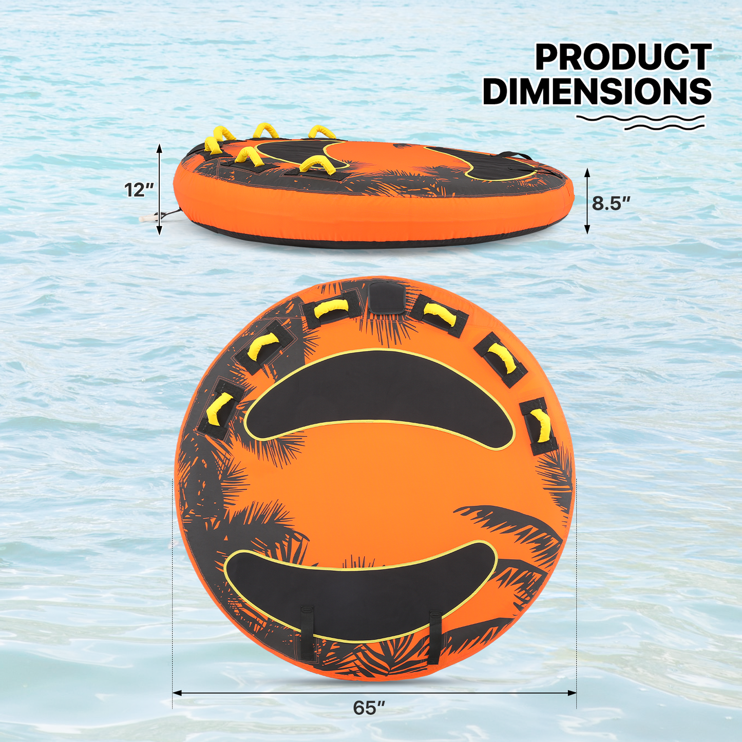 Inflatable Towable Tube - Up to 4 Rider - 1300 lbs Capacity