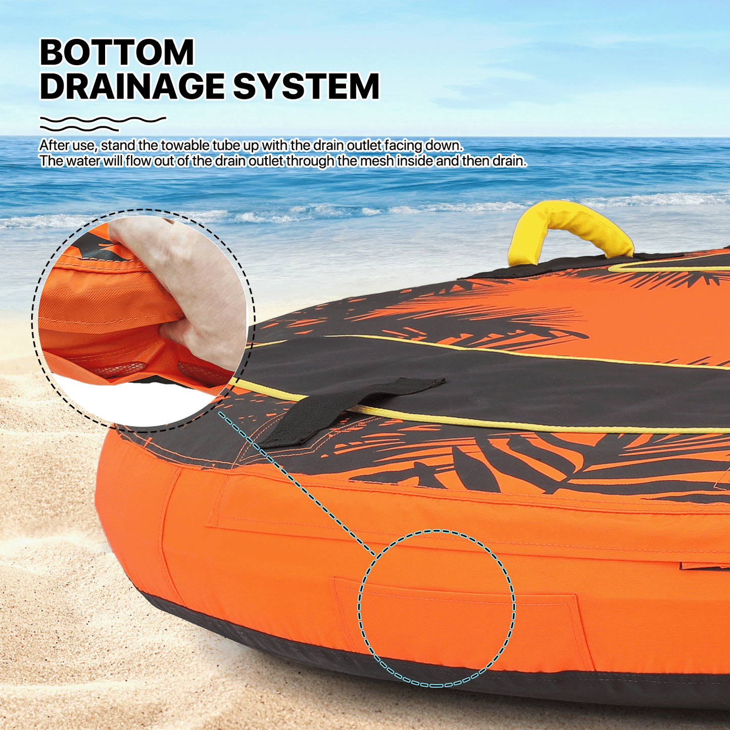 Inflatable Towable Tube - Up to 4 Rider - 1300 lbs Capacity