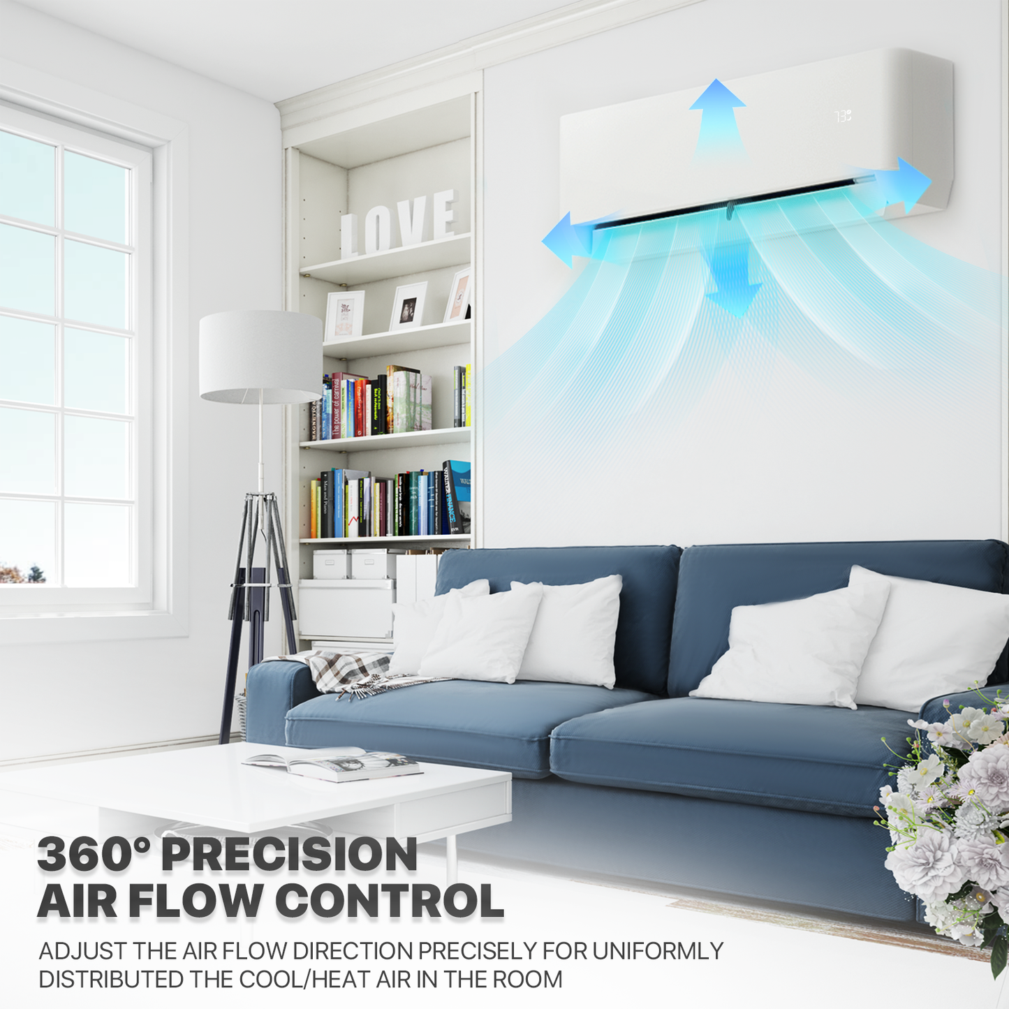 12000 BTU Split Air Conditioner - Cooling & Heating Function- WIFI APP Control - 4-in-1 filter