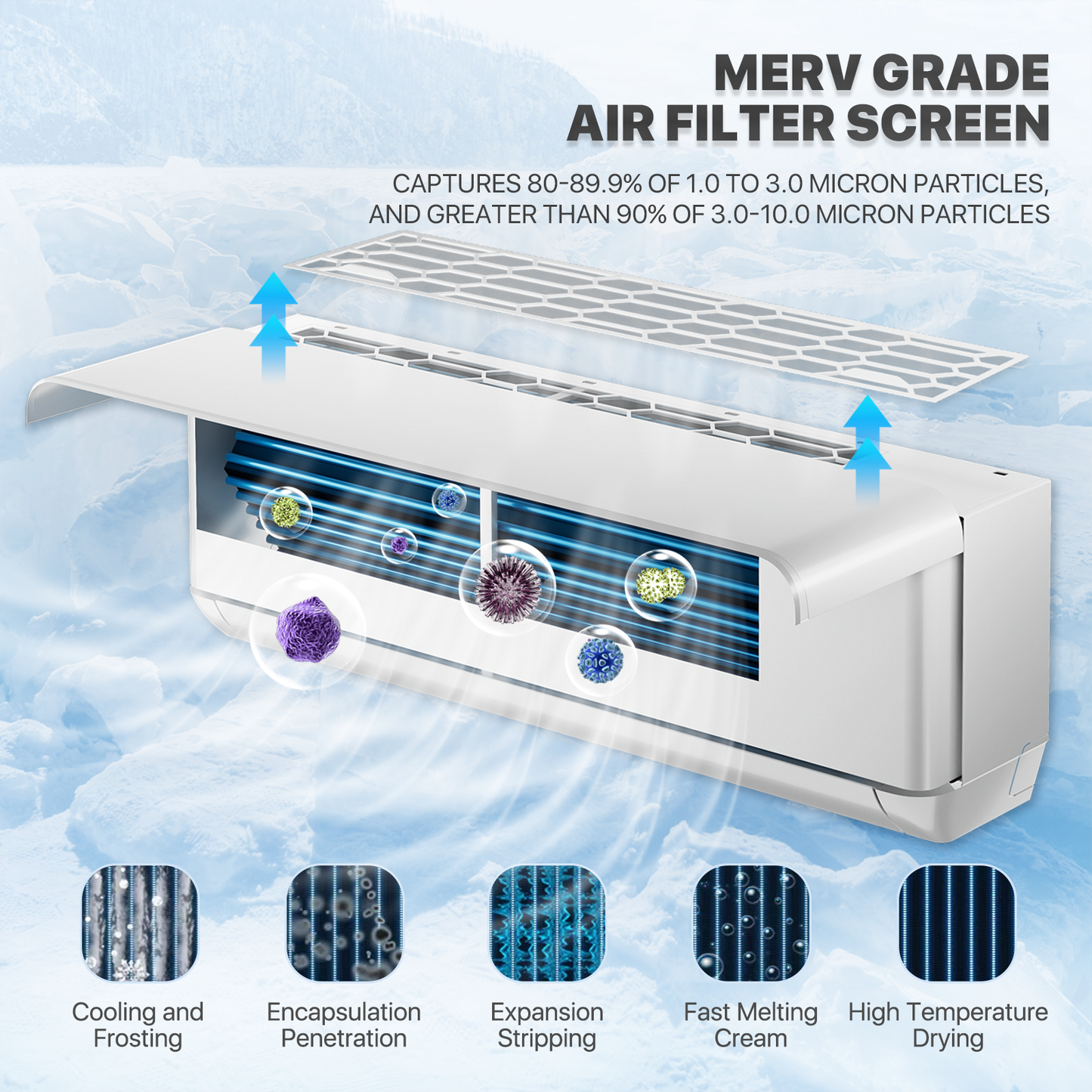 12000 BTU Split Air Conditioner - Cooling & Heating Function- WIFI APP Control - 4-in-1 filter