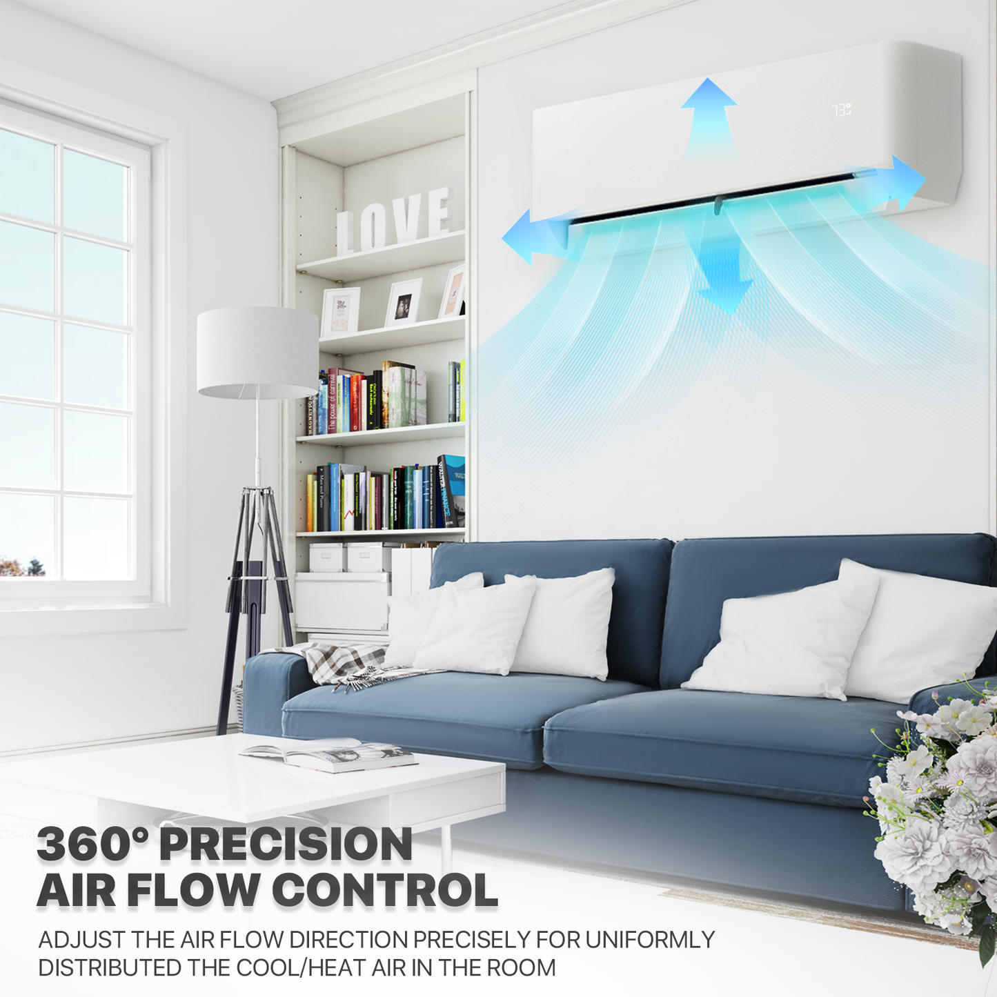 18000 BTU Split Air Conditioner - Cooling & Heating Function- WIFI APP Control - 4-in-1 filter