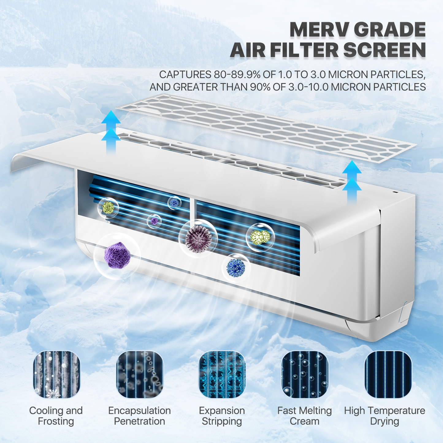 9000 BTU Split Air Conditioner - Cooling & Heating Function- WIFI APP Control - 4-in-1 filter