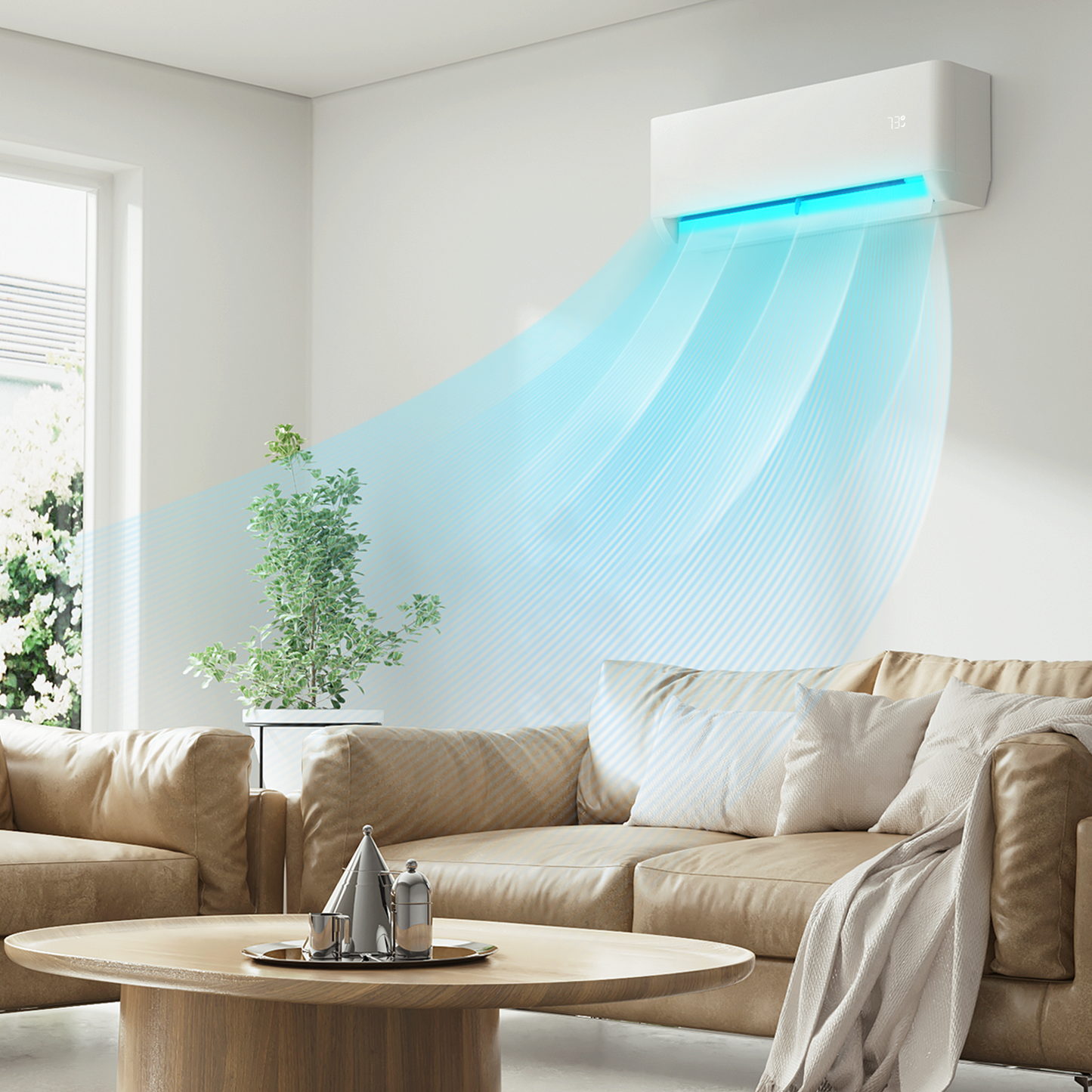 9000 BTU Split Air Conditioner - Cooling & Heating Function- WIFI APP Control - 4-in-1 filter