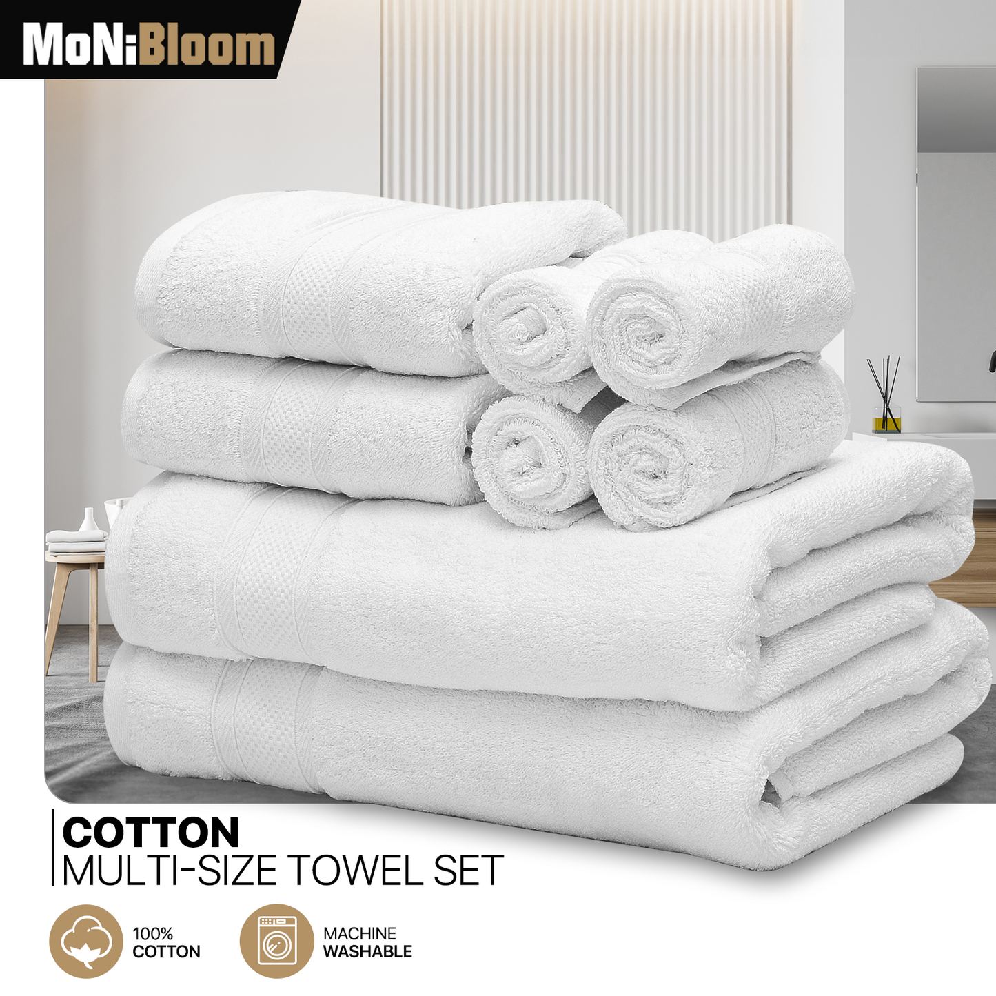 Towel Set - 4*Washcloth + 2*Hand Towel + 2*Bath Towel