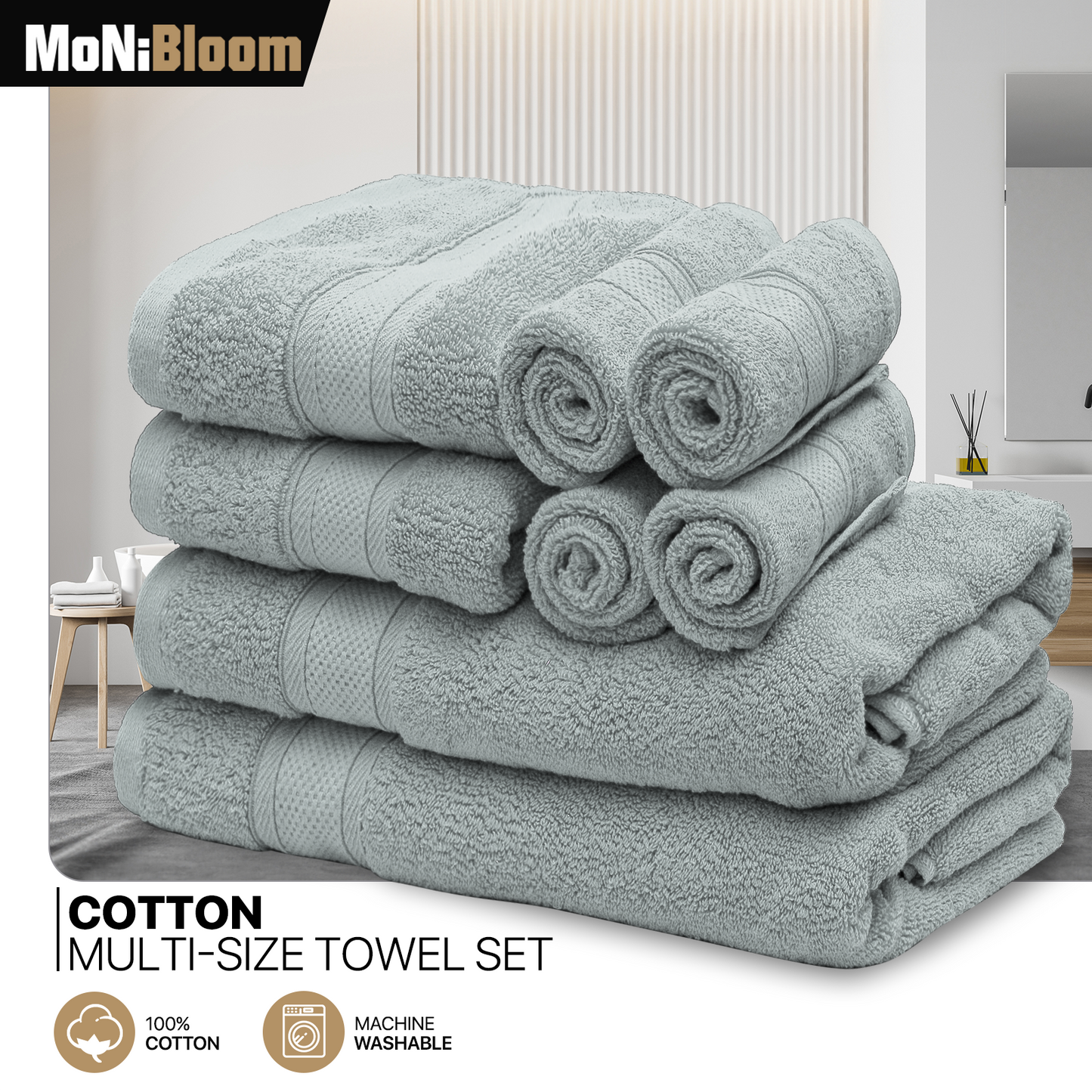 Towel Set - 4*Washcloth + 2*Hand Towel + 2*Bath Towel